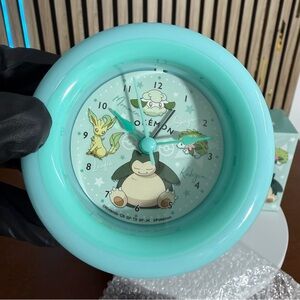 🩵 NEW IN BOX ⚡️ Pokémon ⭐️ Mint light Green Snorlax Table Clock Alarm ⏰ for kids